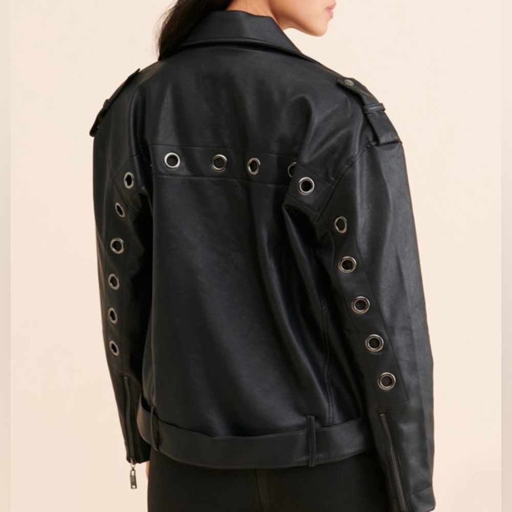 One Teaspoon Grommet Detail Vegan Leather Jacket Size Small
